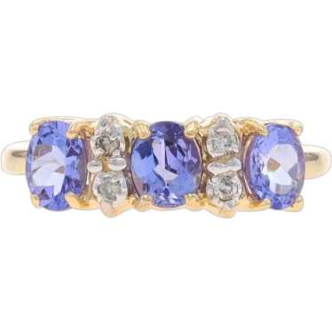 Yellow Gold Tanzanite Diamond Ring - 14k Oval .94c