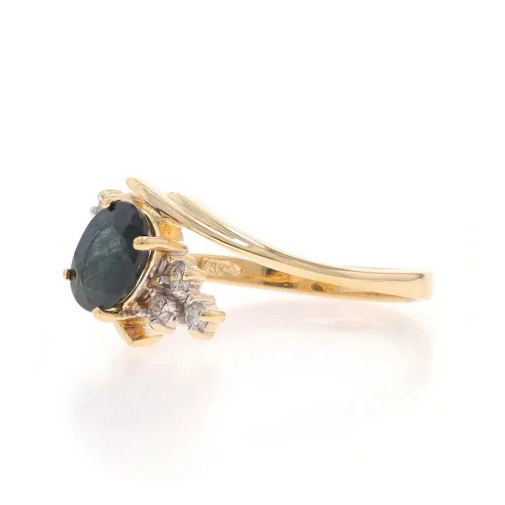 Yellow Gold Sapphire Diamond Bypass Ring - 14k Ov… - image 3