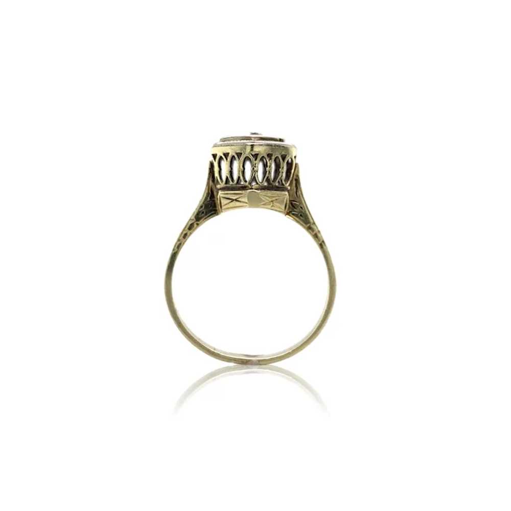 Art Deco 14K Yellow Gold Diamond Ring with White … - image 2