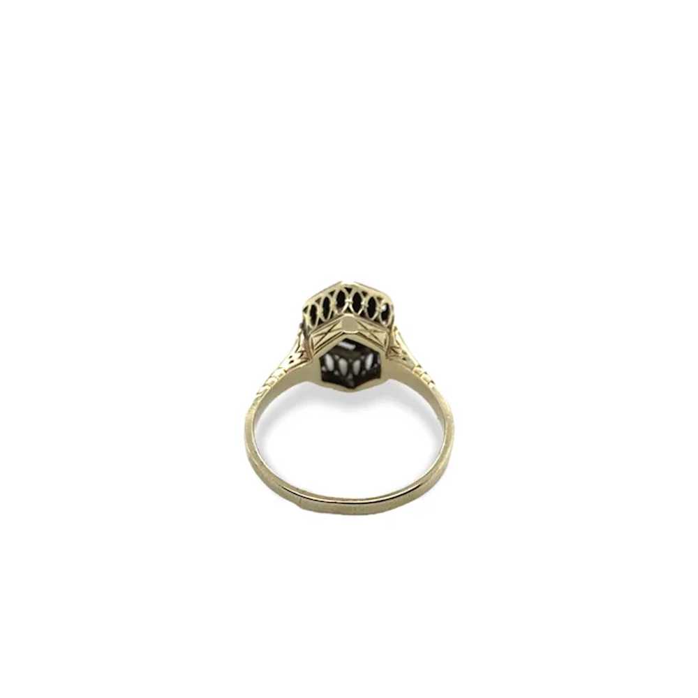 Art Deco 14K Yellow Gold Diamond Ring with White … - image 5