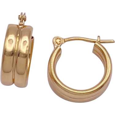 Double Hoop Huggie Earrings 14K Gold