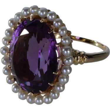 Edwardian Krementz 14K Gold Amethyst Natural Pear… - image 1