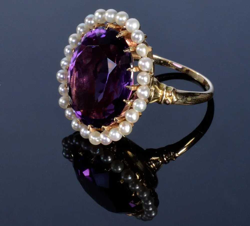 Edwardian Krementz 14K Gold Amethyst Natural Pear… - image 2