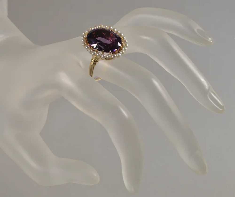 Edwardian Krementz 14K Gold Amethyst Natural Pear… - image 3