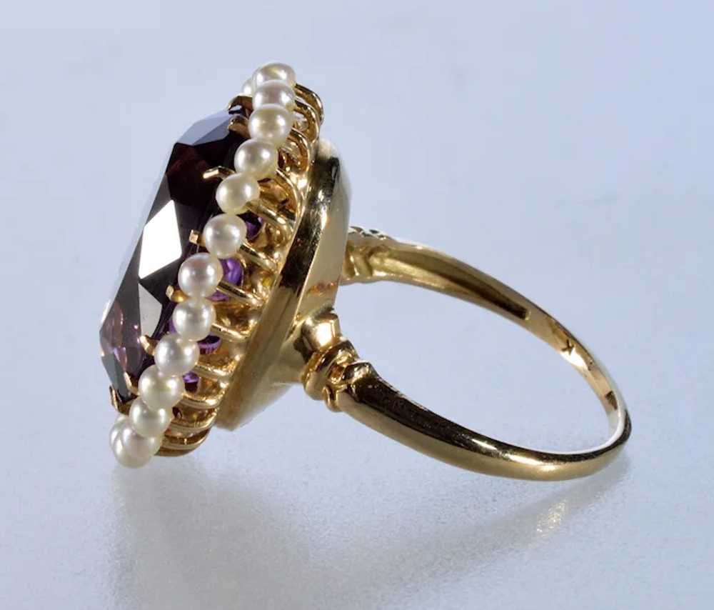 Edwardian Krementz 14K Gold Amethyst Natural Pear… - image 4