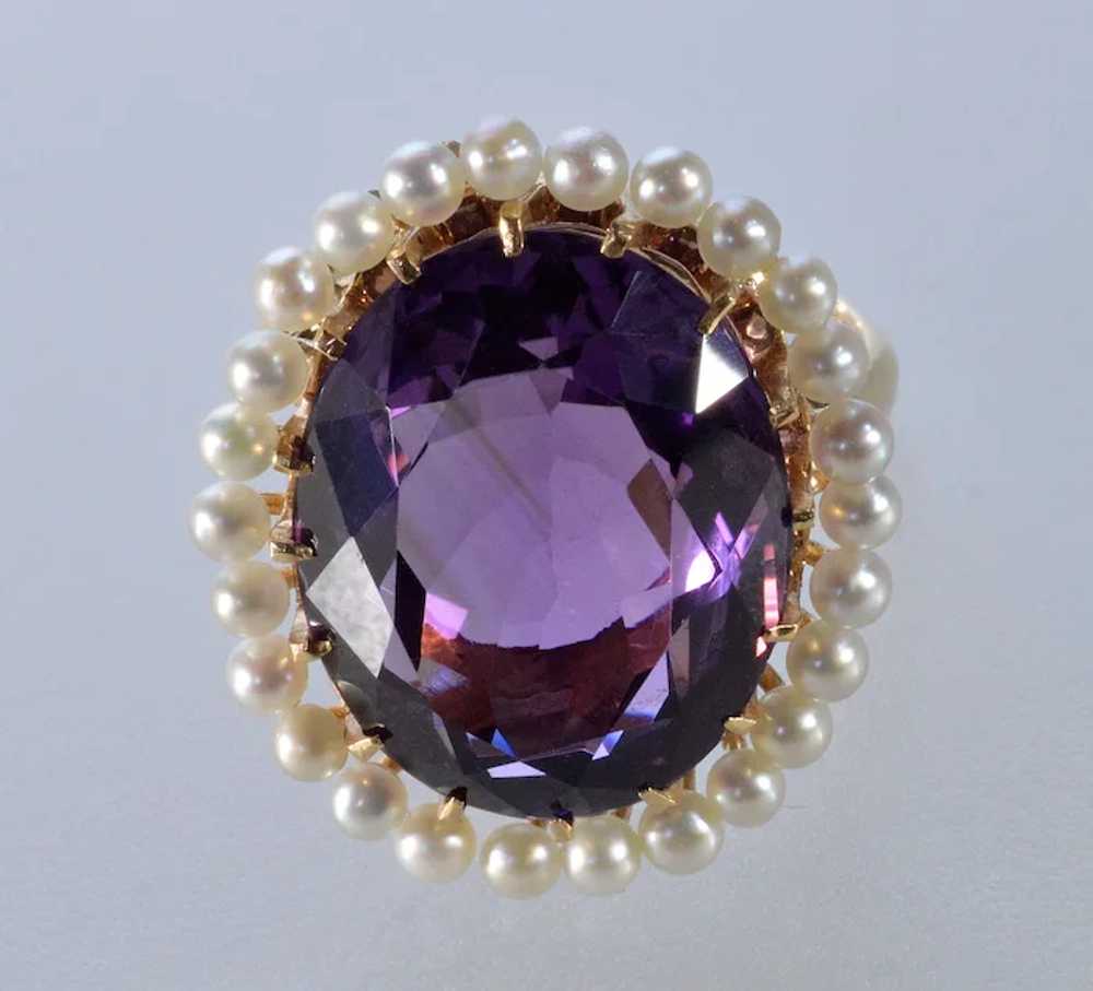 Edwardian Krementz 14K Gold Amethyst Natural Pear… - image 6