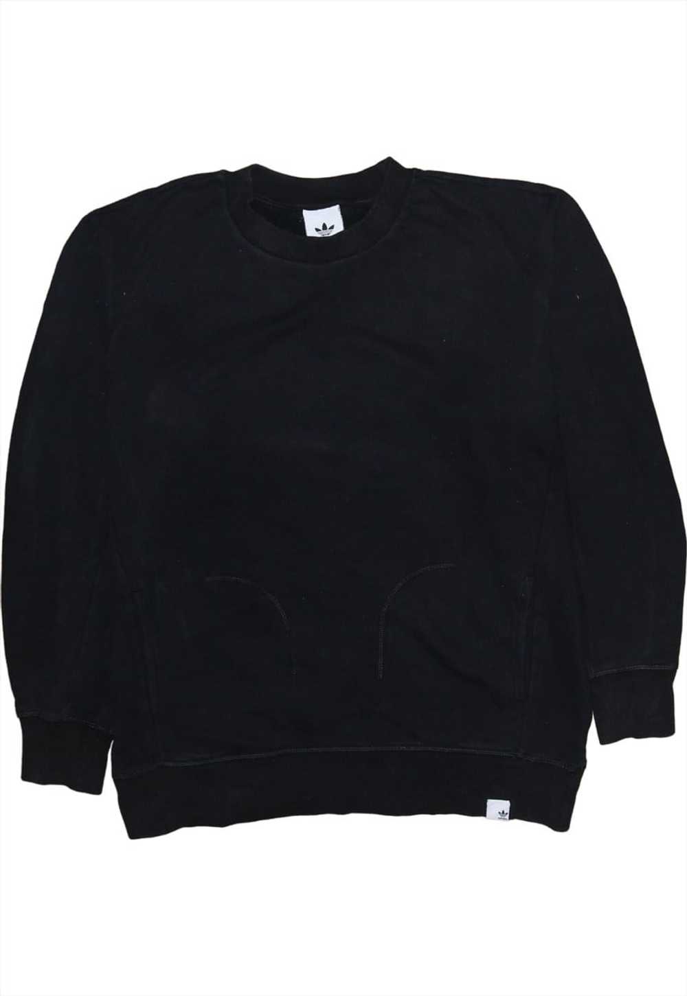 Vintage 90's Adidas Sweatshirt Plain Crew Neck Bl… - image 1