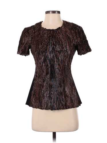 BCBGMAXAZRIA Women Brown Short Sleeve Blouse XS