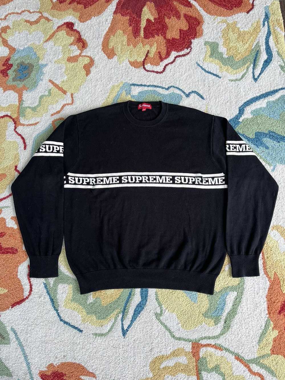 Supreme Supreme Logo Stripe Knit Top FW19 Black - image 1