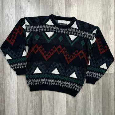 Vintage Vintage 80s 90s Grandpa Crew Sweater Geome