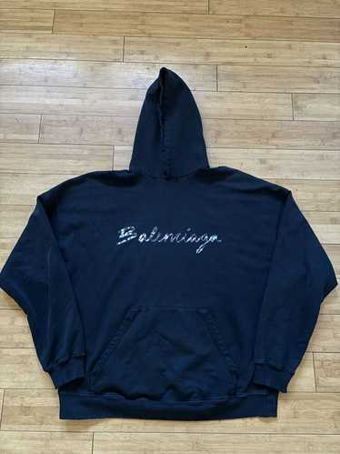 Balenciaga Black Script Logo Hoodie