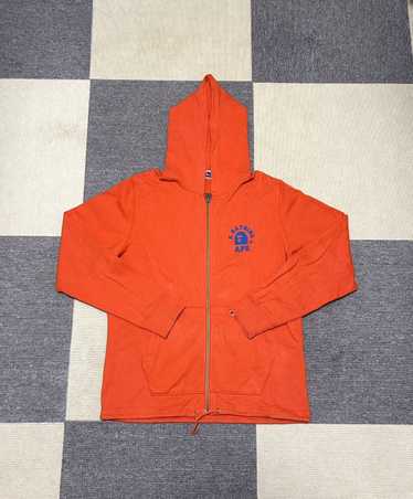 Bape Bape Orange College Blue Logo Zip Hoodie