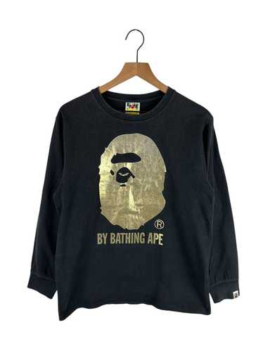 Bape Bape Head Glitter Logo Print L/S T-Shirt