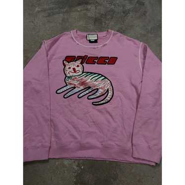 Gucci Gucci Lucky Cat Distressed Crewneck Pink Us… - image 1