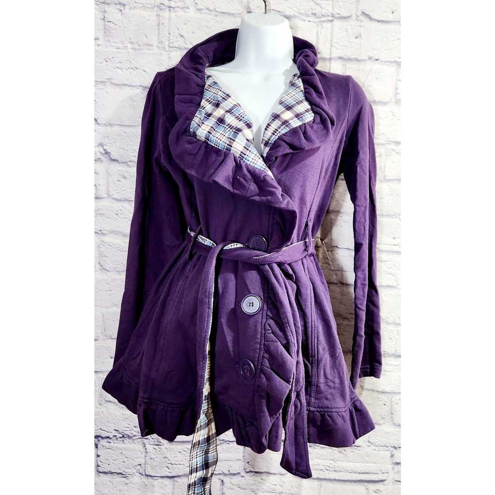 Other Self Esteem Purple Ruffled Collar Peacoat M… - image 1