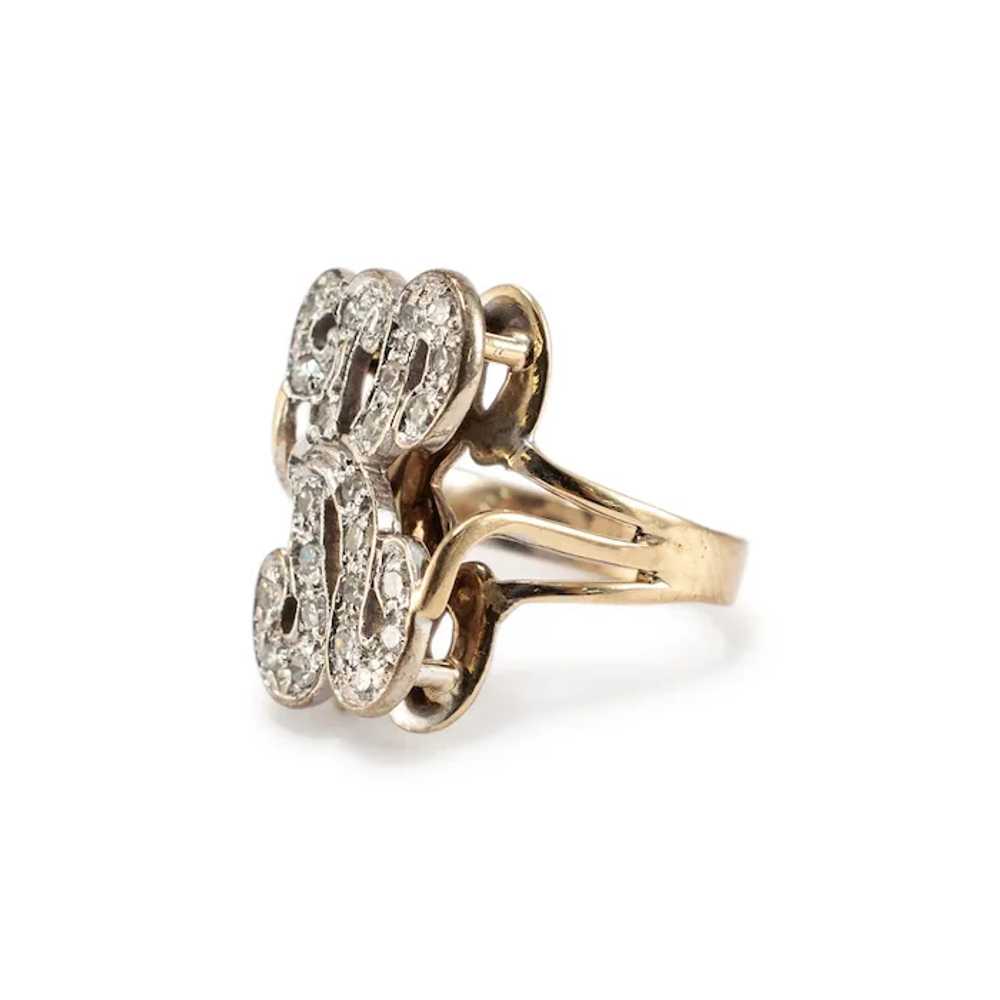 Vintage 14K Rose Gold K Initial Pave Diamond Cock… - image 3