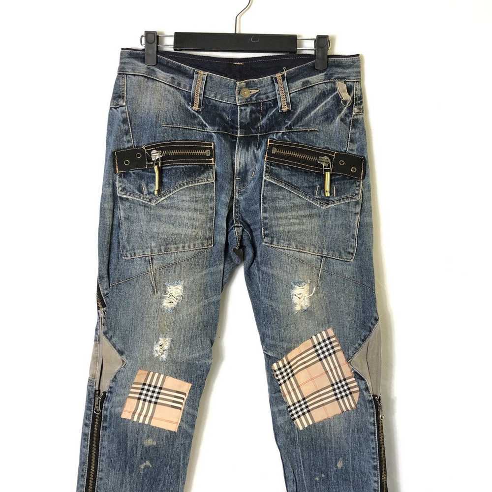 Distressed Denim × PPFM PPFM Multi Zipper Distres… - image 3