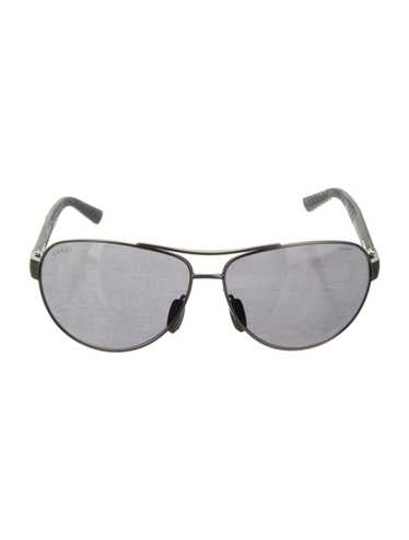 Gucci Aviator Sunglasses Silver Tone Metal GG Log… - image 1