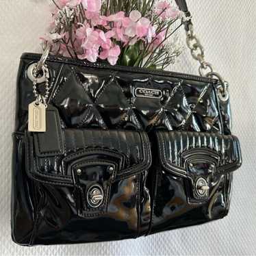 Rare Black Glossy Poppy Vintage Coach Shoulder Bag