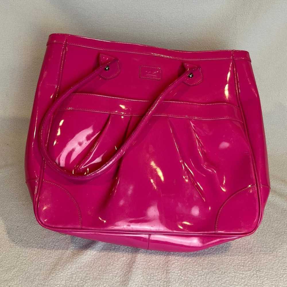 Hot Pink BAEKGAARD Genuine Patent Leather Tote Ba… - image 1