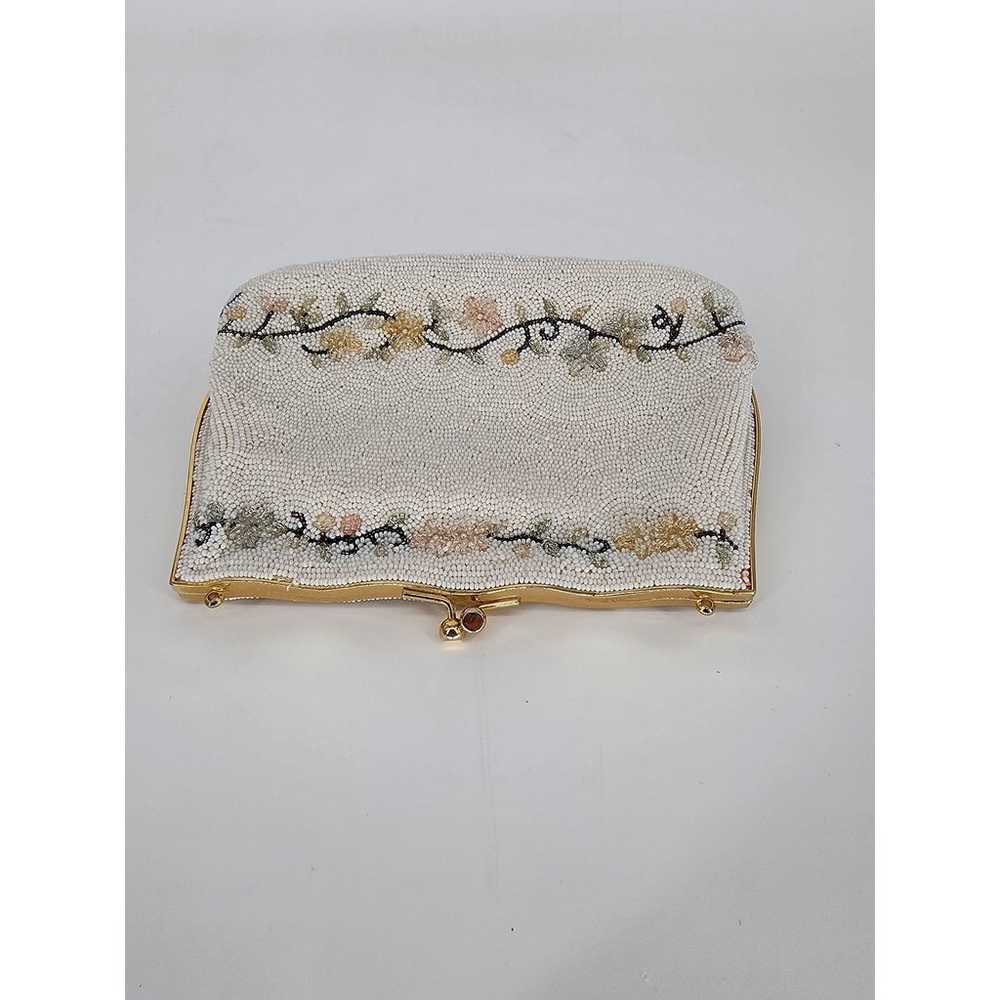 Vintage Beaded White and Pastel Floral Purse (no … - image 11