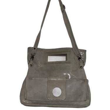 Valentina Gray Leather Large Crossbody Handbag Mi… - image 1