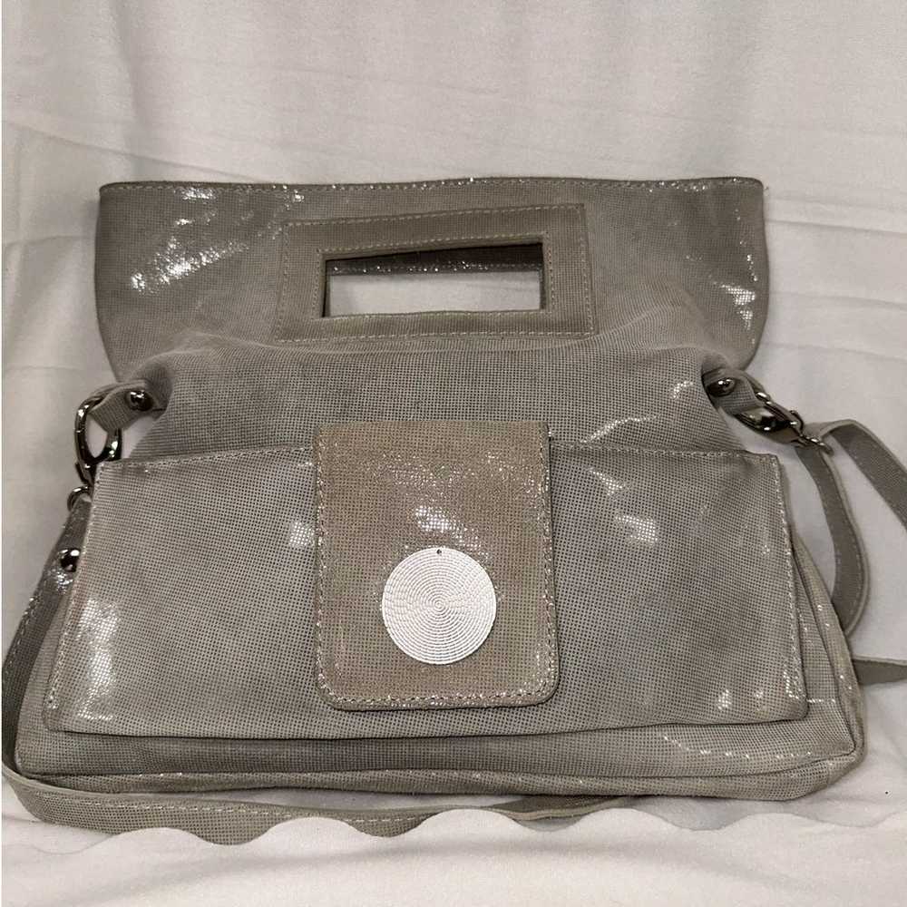 Valentina Gray Leather Large Crossbody Handbag Mi… - image 2