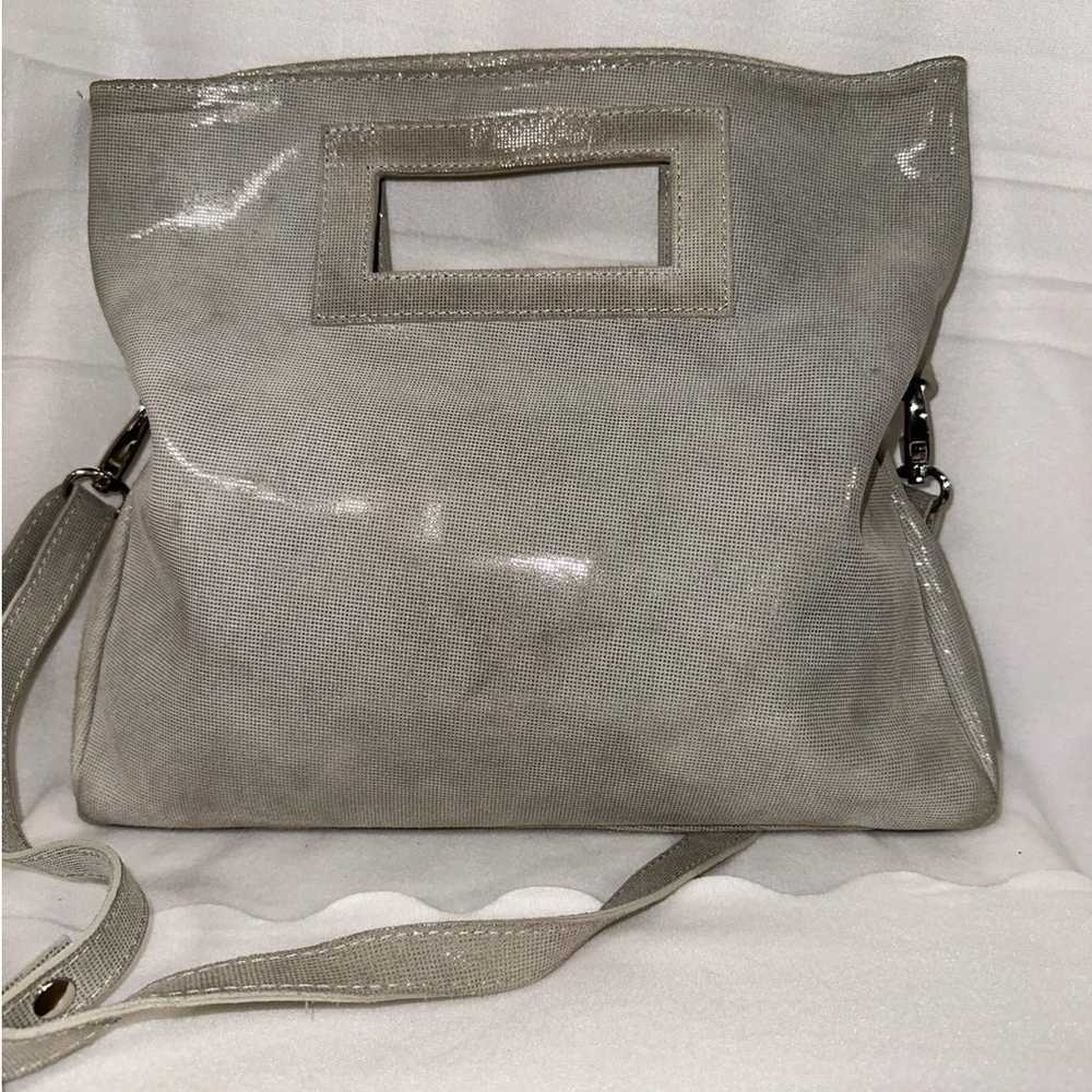 Valentina Gray Leather Large Crossbody Handbag Mi… - image 3