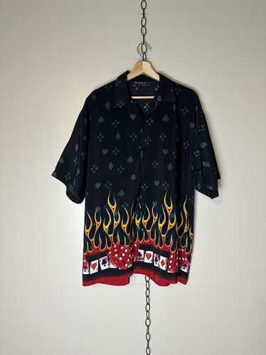 Vintage Vintage Flaming Dice And Cards Button-up S