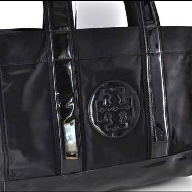 Tory Burch Handbag Ella Enamel Nylon Black