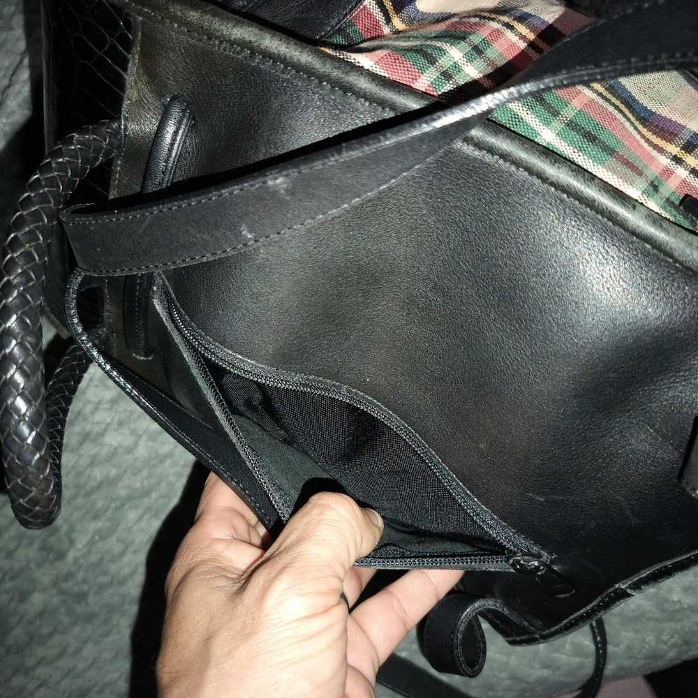 Brighton Embossed Black Leather and Plaid Drawstr… - image 12