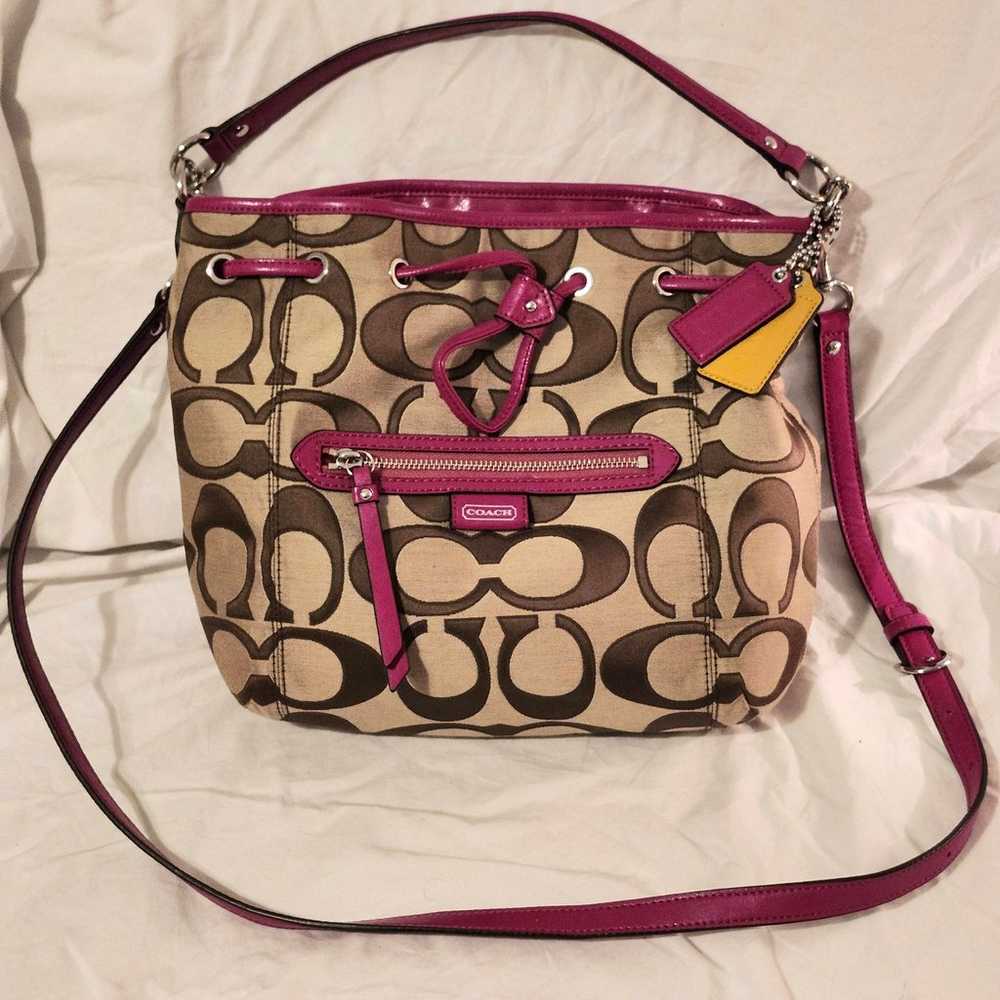 Coach Daisy Outline Signature Drawstring Handbag … - image 2