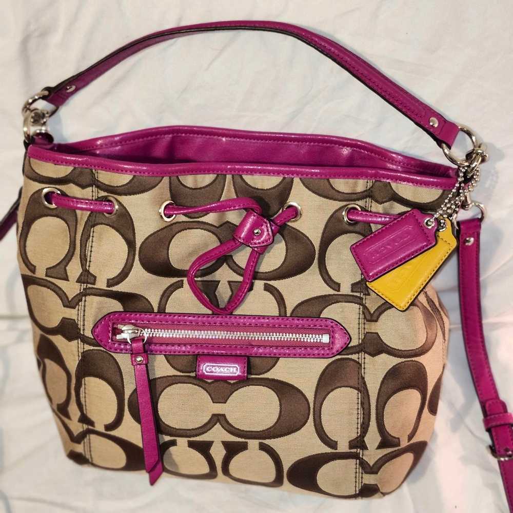 Coach Daisy Outline Signature Drawstring Handbag … - image 4