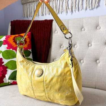 COACH Yellow Signature Patent Leather Convertible… - image 1