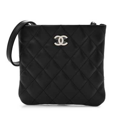 CHANEL Lambskin Quilted Crossbody Bag Black