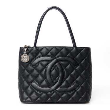 CHANEL Caviar Quilted Medallion Tote Black