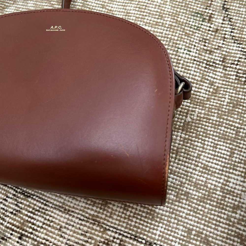 A.P.C. Brown Leather Shoulder Bag Crescent Shaped - image 2