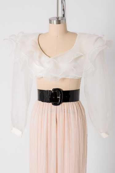 Sheer Ruffle Collar Ultra Crop Top