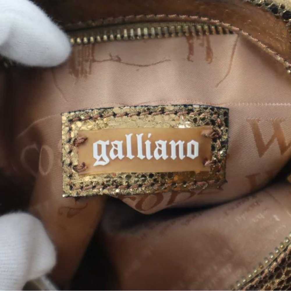 Galliano Galliano Shoulder Bag Gold Metallic Cros… - image 10