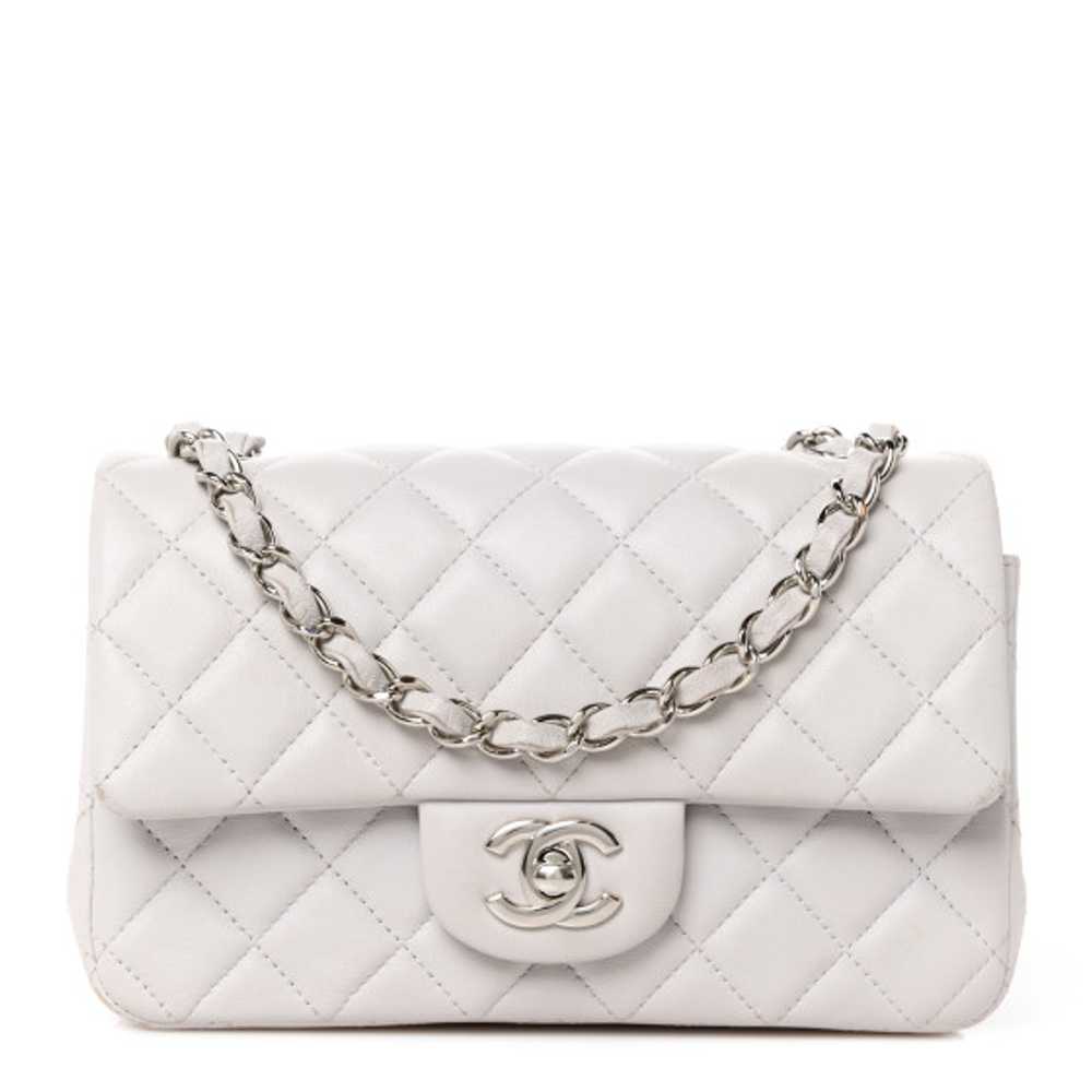 CHANEL Lambskin Quilted Mini Rectangular Flap Grey - image 1