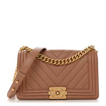 CHANEL Caviar Chevron Quilted Medium Boy Flap Brow