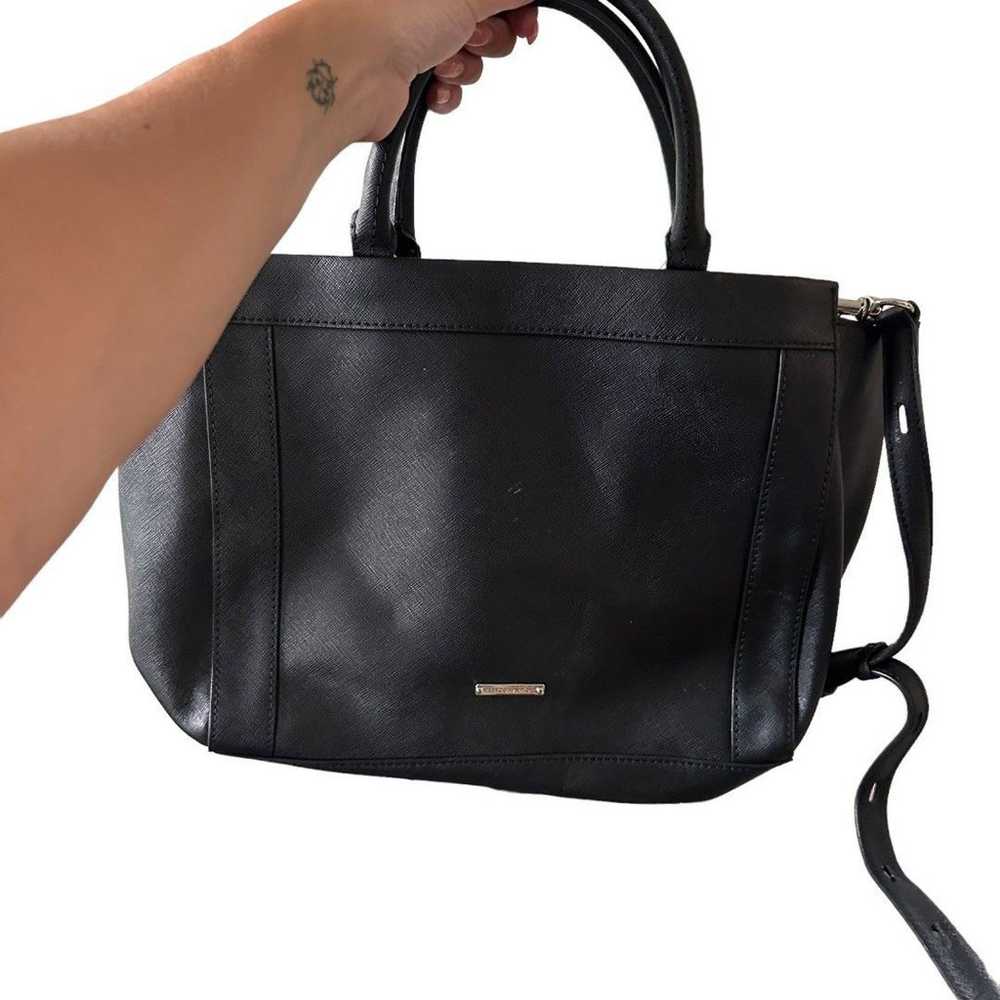 REBECCA MINKOFF Crossbody Leather Tote Bag Black - image 3