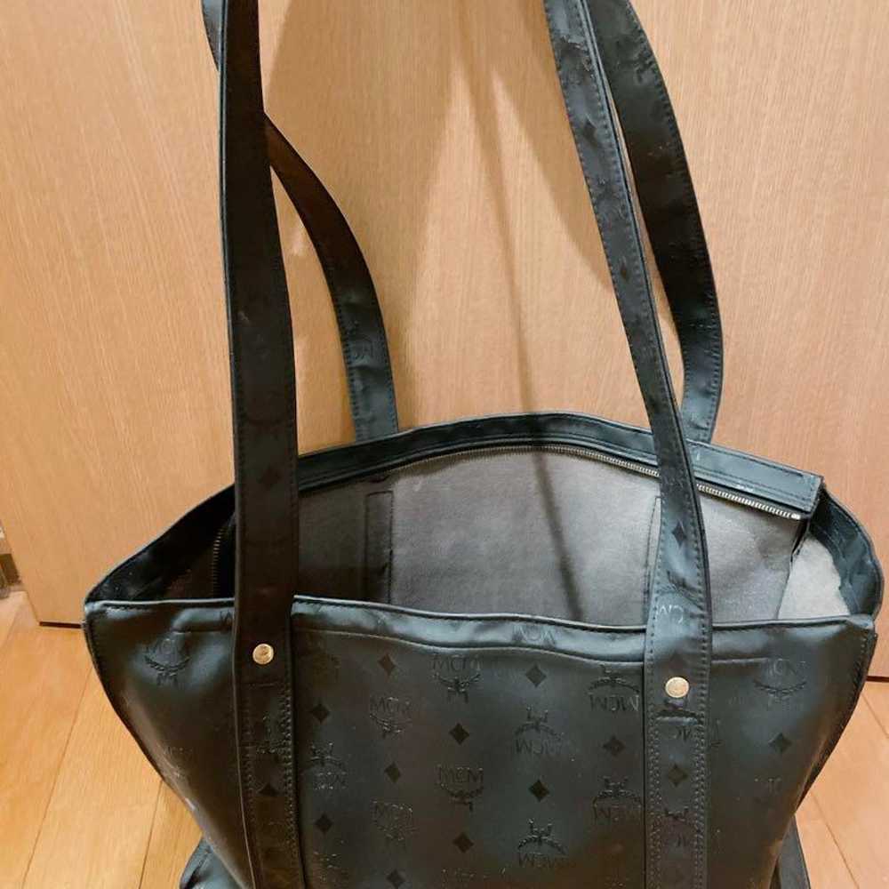 MCM Visetos Pattern Tote Bag Shoulder Bag PVC Bla… - image 2