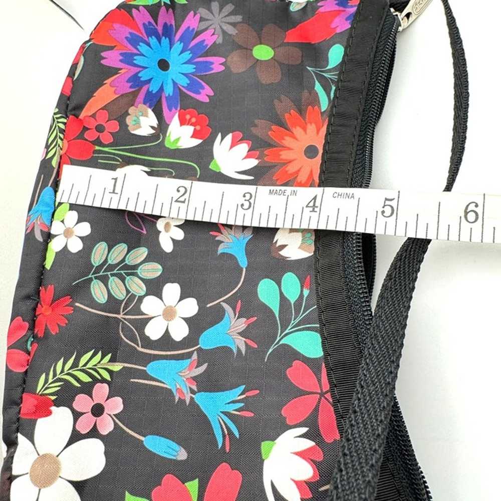 LeSportsac Small Floral Colorful Print Black Nylo… - image 3