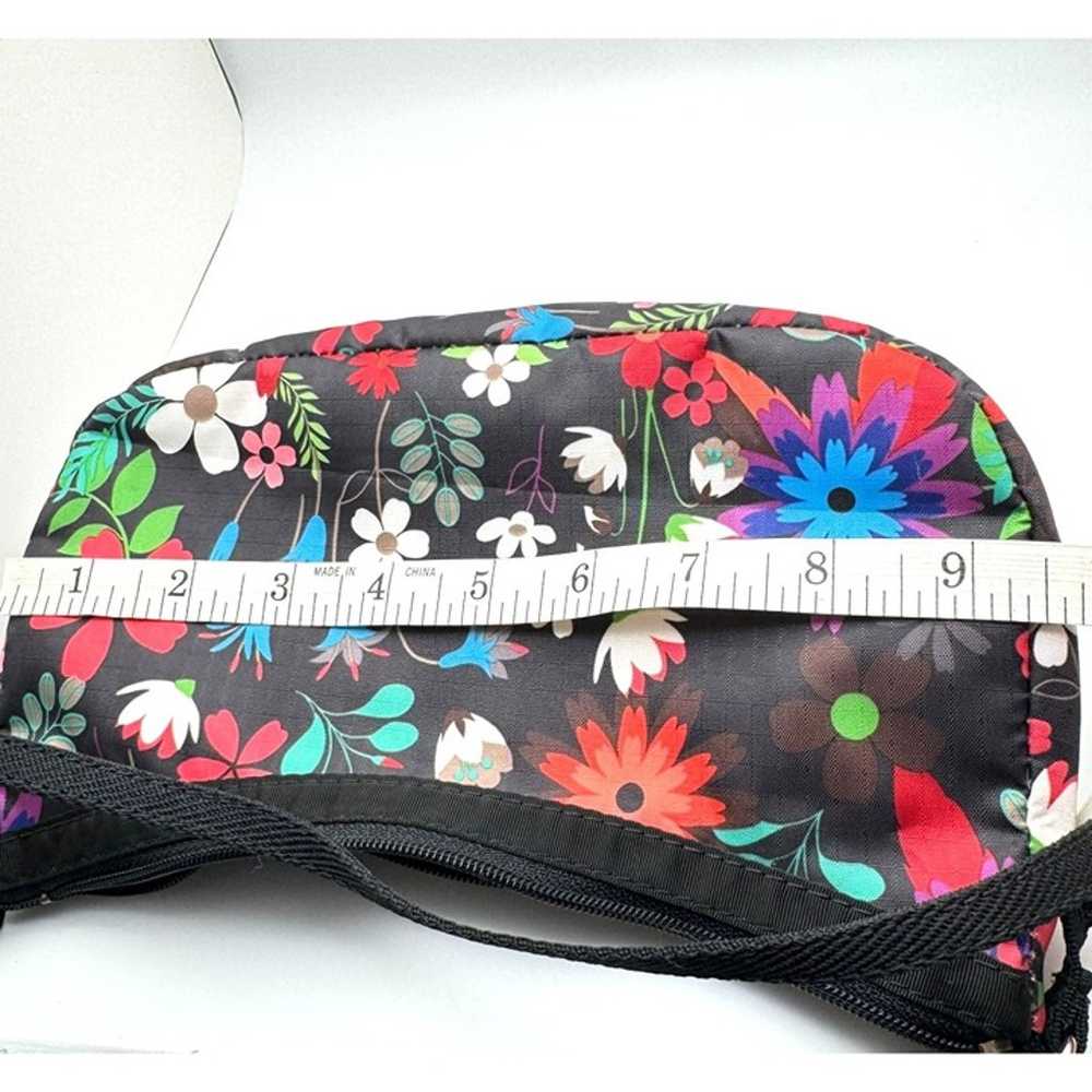 LeSportsac Small Floral Colorful Print Black Nylo… - image 4