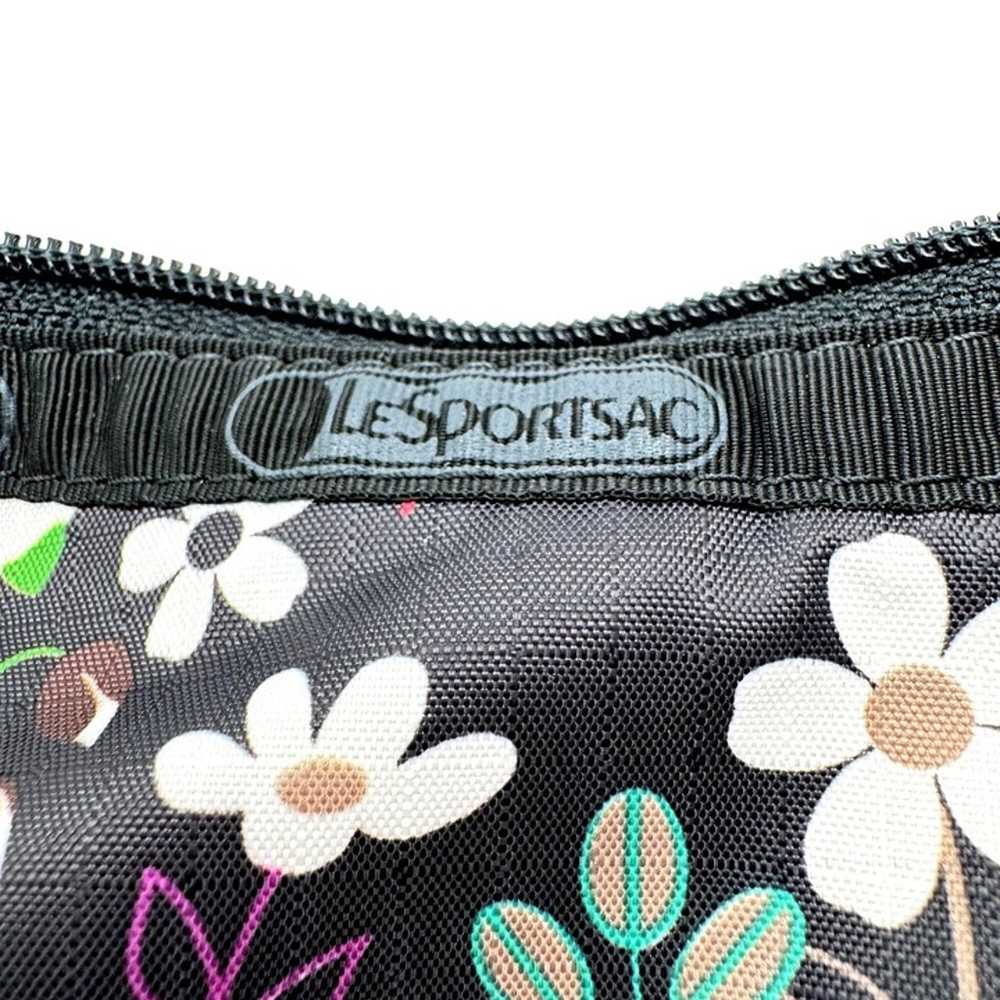 LeSportsac Small Floral Colorful Print Black Nylo… - image 9