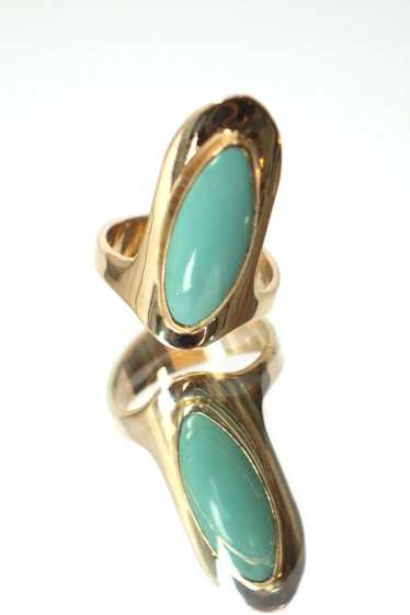 14K Gold Art Deco Turquoise Ring