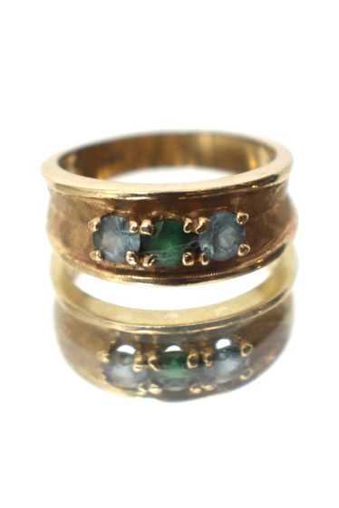 14K Gold Emerald & Aquamarine Ring