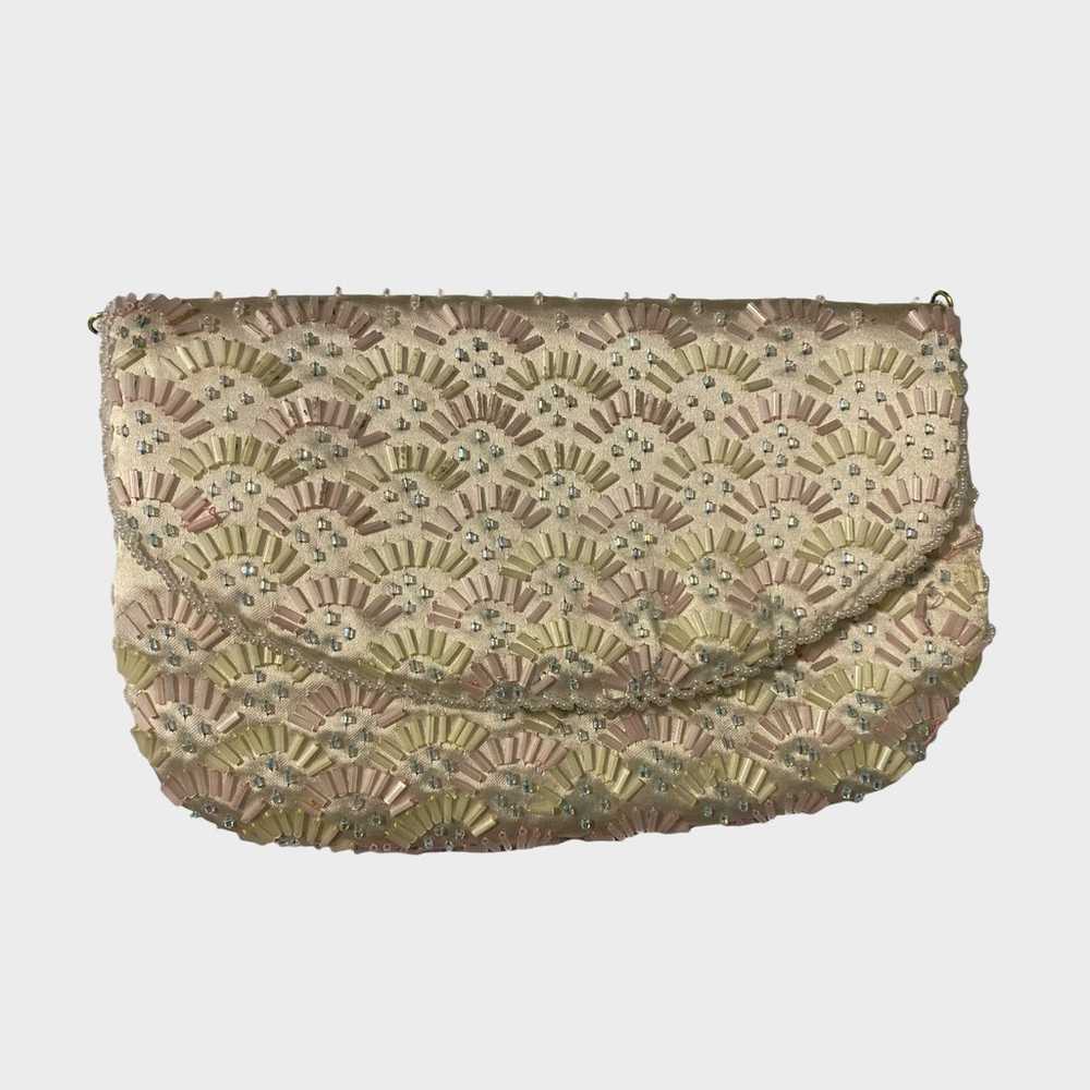 La Regale Vintage Beaded Cream Clutch - image 1