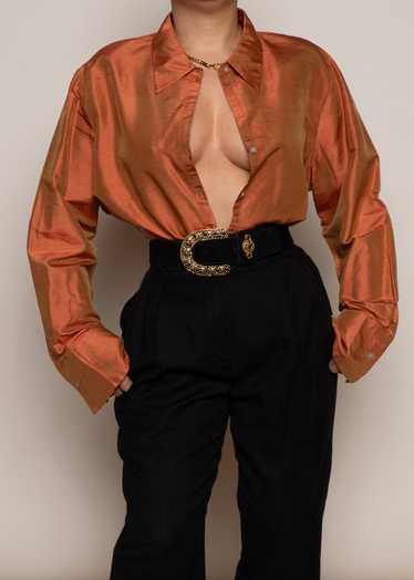 Vintage Orange Metallic Blouse